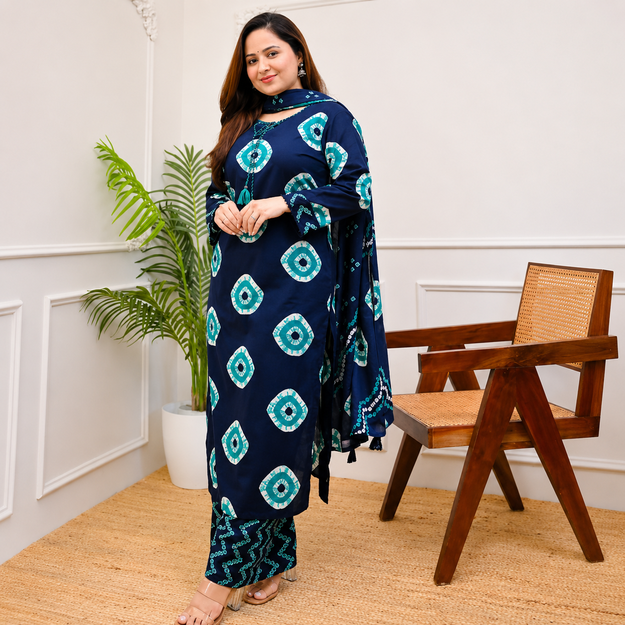 ইলোরা প্রিমিয়াম থ্রি পিস - নীল
