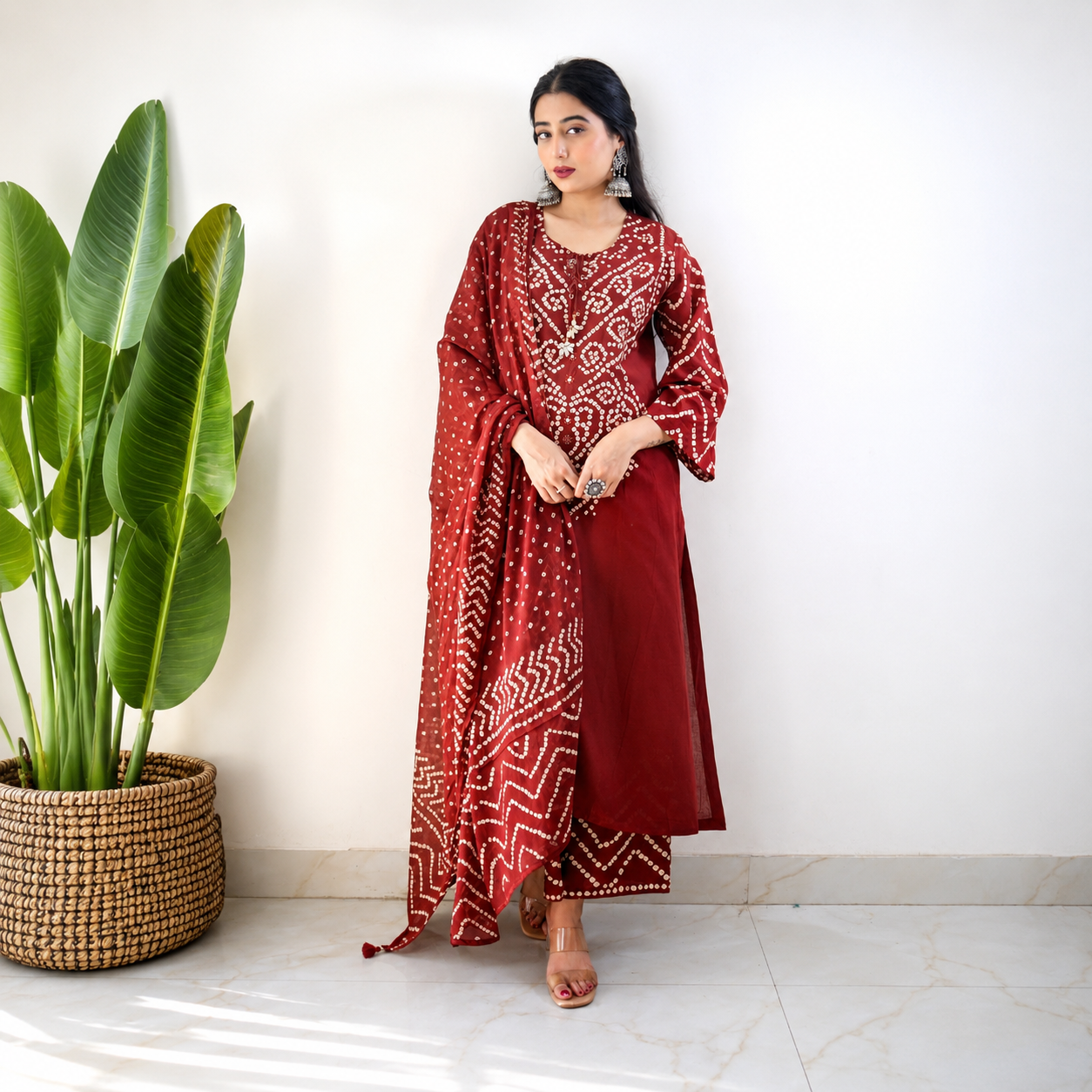 মেহের প্রিমিয়াম থ্রি পিস - ম্যারুন